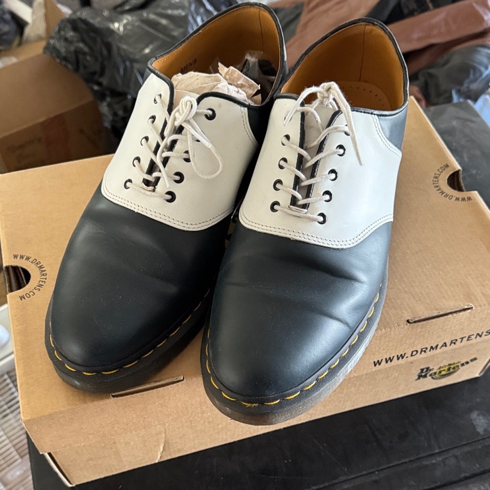 Dr. Martens Black and White Two-Tone Men’s Oxford Shoes